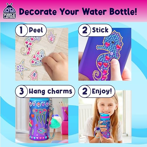 PURPLE LADYBUG Mermaid Water Bottle Decorating Kit for Girls Ages 5-10
