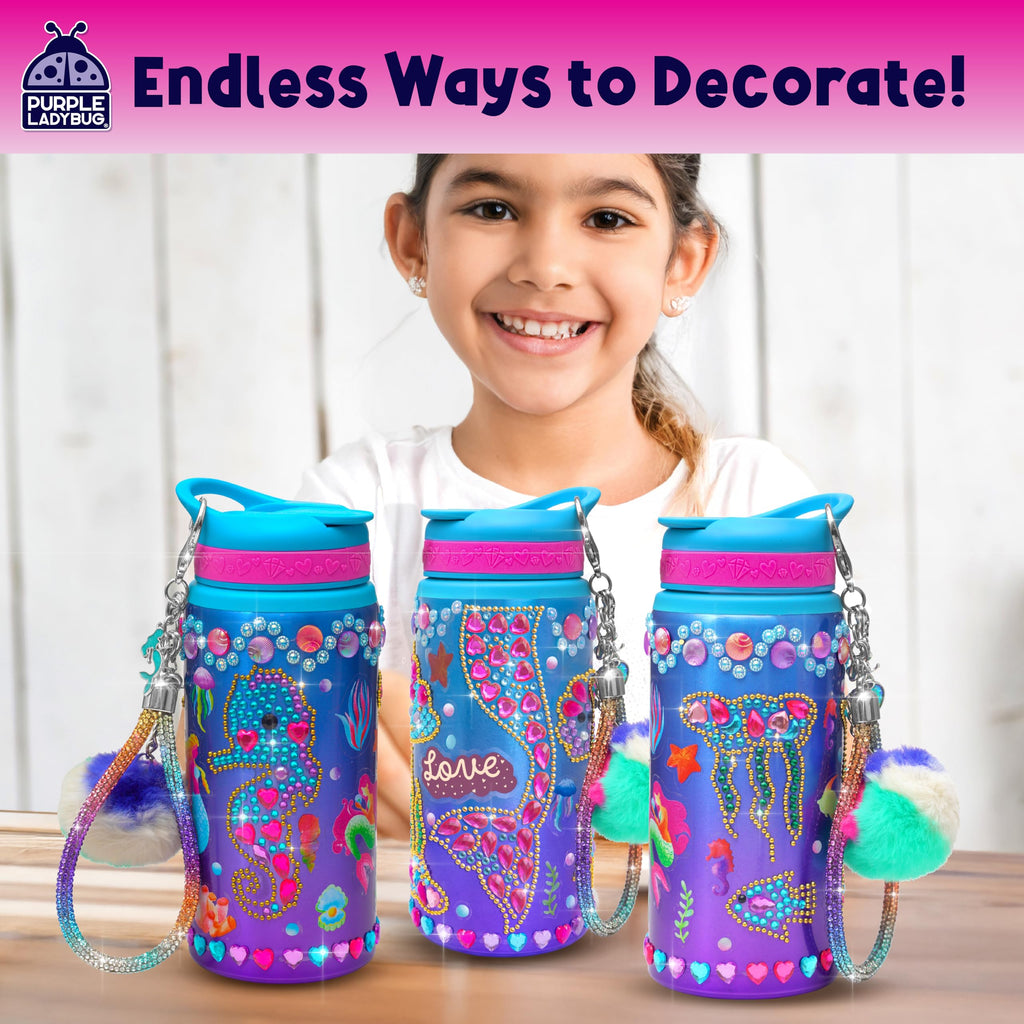PURPLE LADYBUG Mermaid Water Bottle Decorating Kit for Girls Ages 5-10