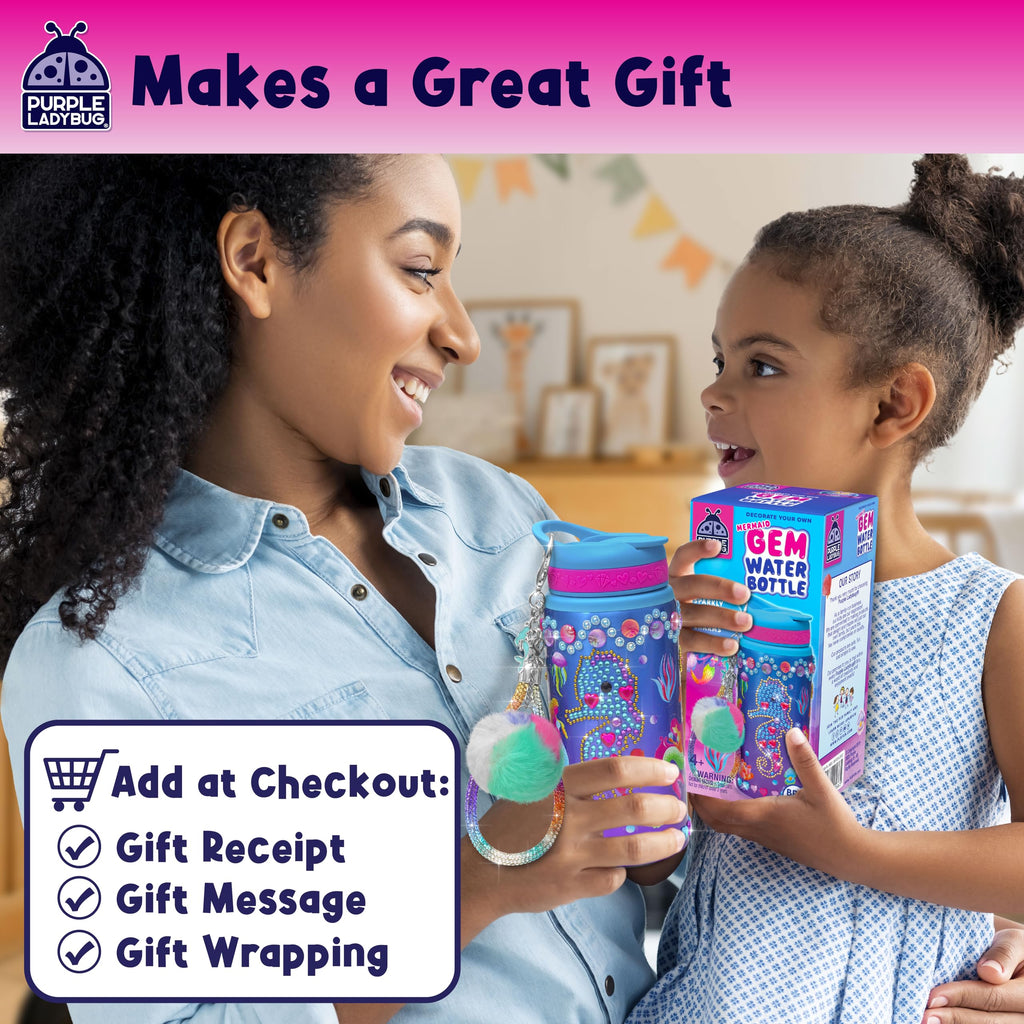 PURPLE LADYBUG Mermaid Water Bottle Decorating Kit for Girls Ages 5-10