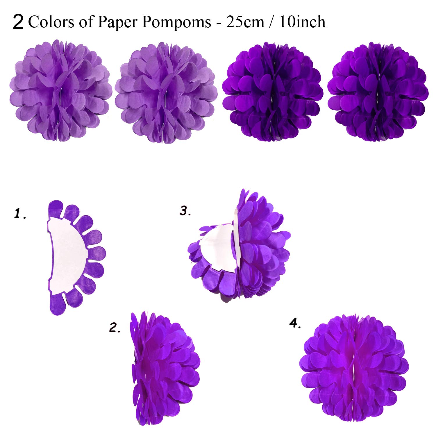 Purple Party Decorations Set – Birthday Banner, Curtains, Pompoms, Fans, Garland & Balloons