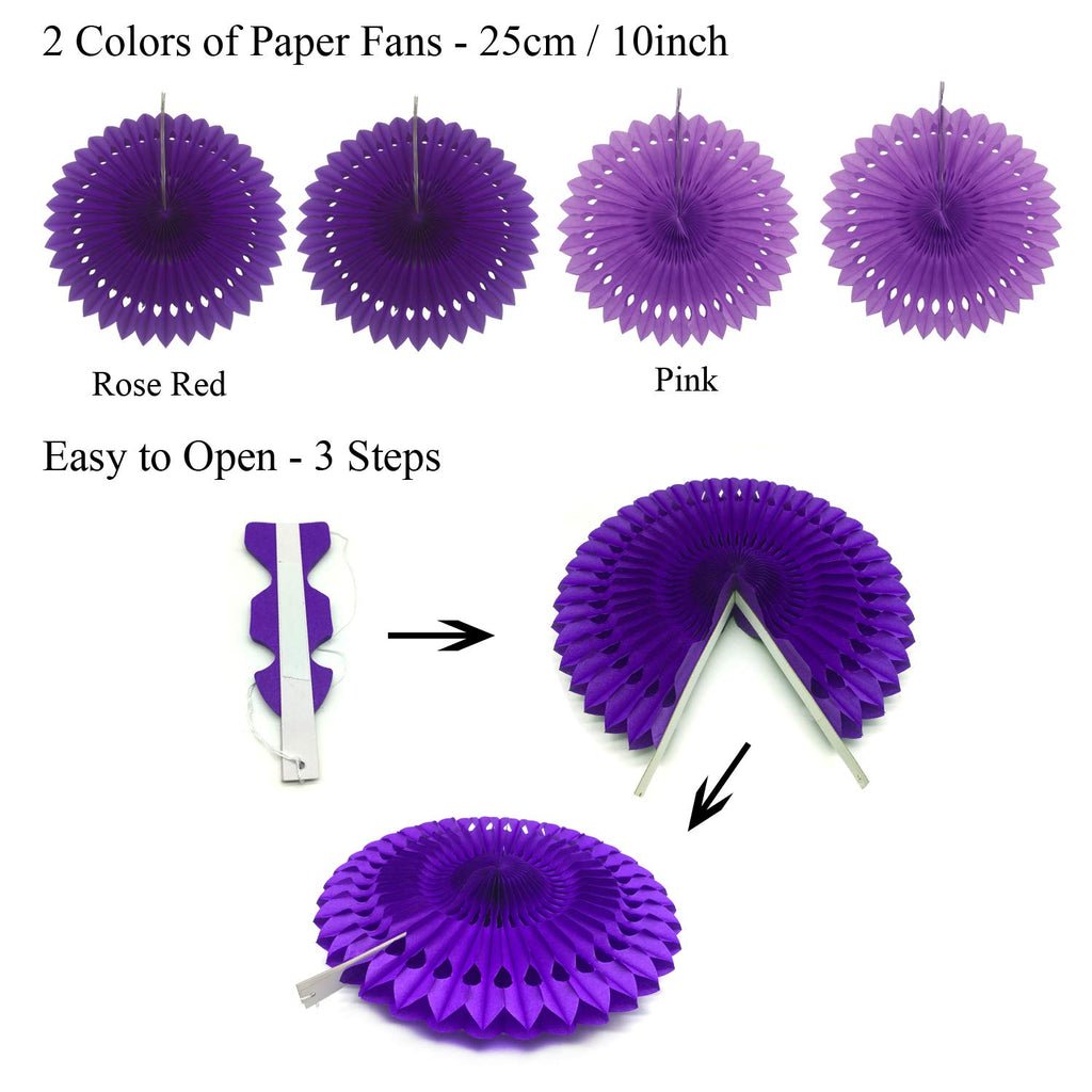 Purple Party Decorations Set – Birthday Banner, Curtains, Pompoms, Fans, Garland & Balloons