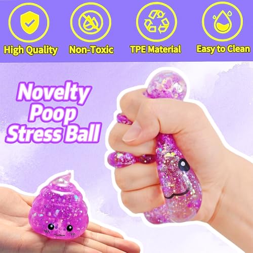 Purple Poop Stress Ball – Glitter Squishy Toy for Anxiety Relief by EVDERS