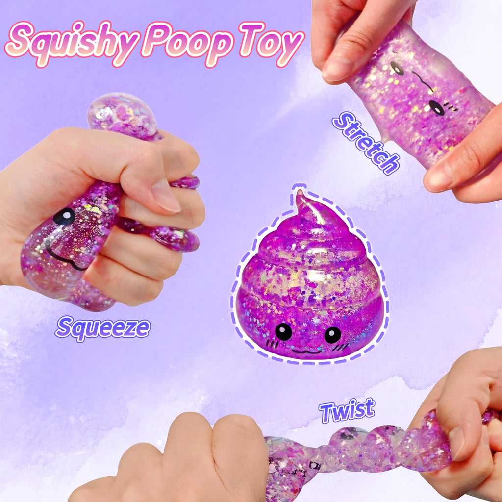Purple Poop Stress Ball – Glitter Squishy Toy for Anxiety Relief by EVDERS