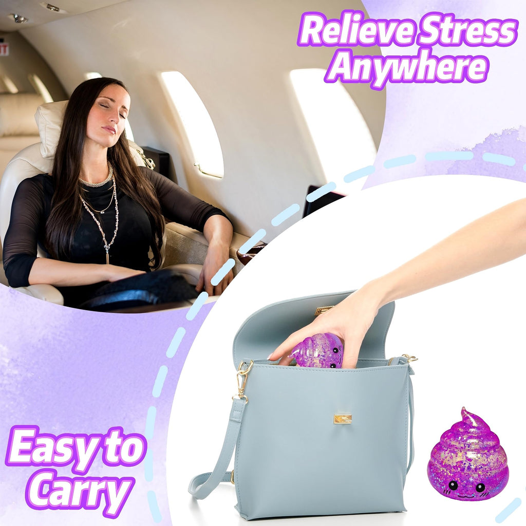 Purple Poop Stress Ball – Glitter Squishy Toy for Anxiety Relief by EVDERS