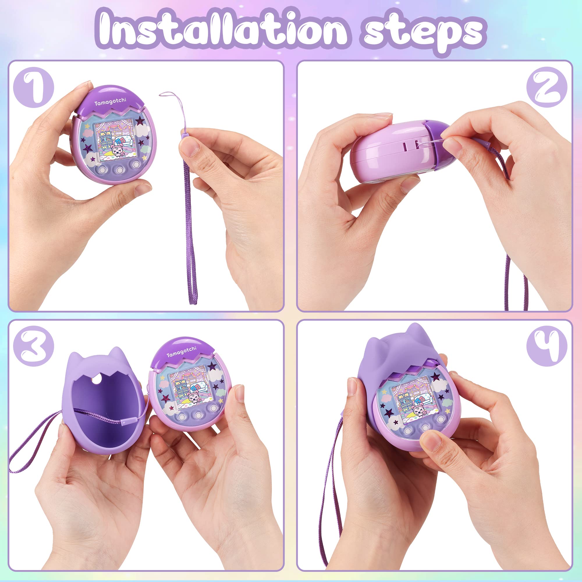 Purple Silicone Cover Compatible with Tamagotchi Pix – Includes Finger Lanyard by Meetikar