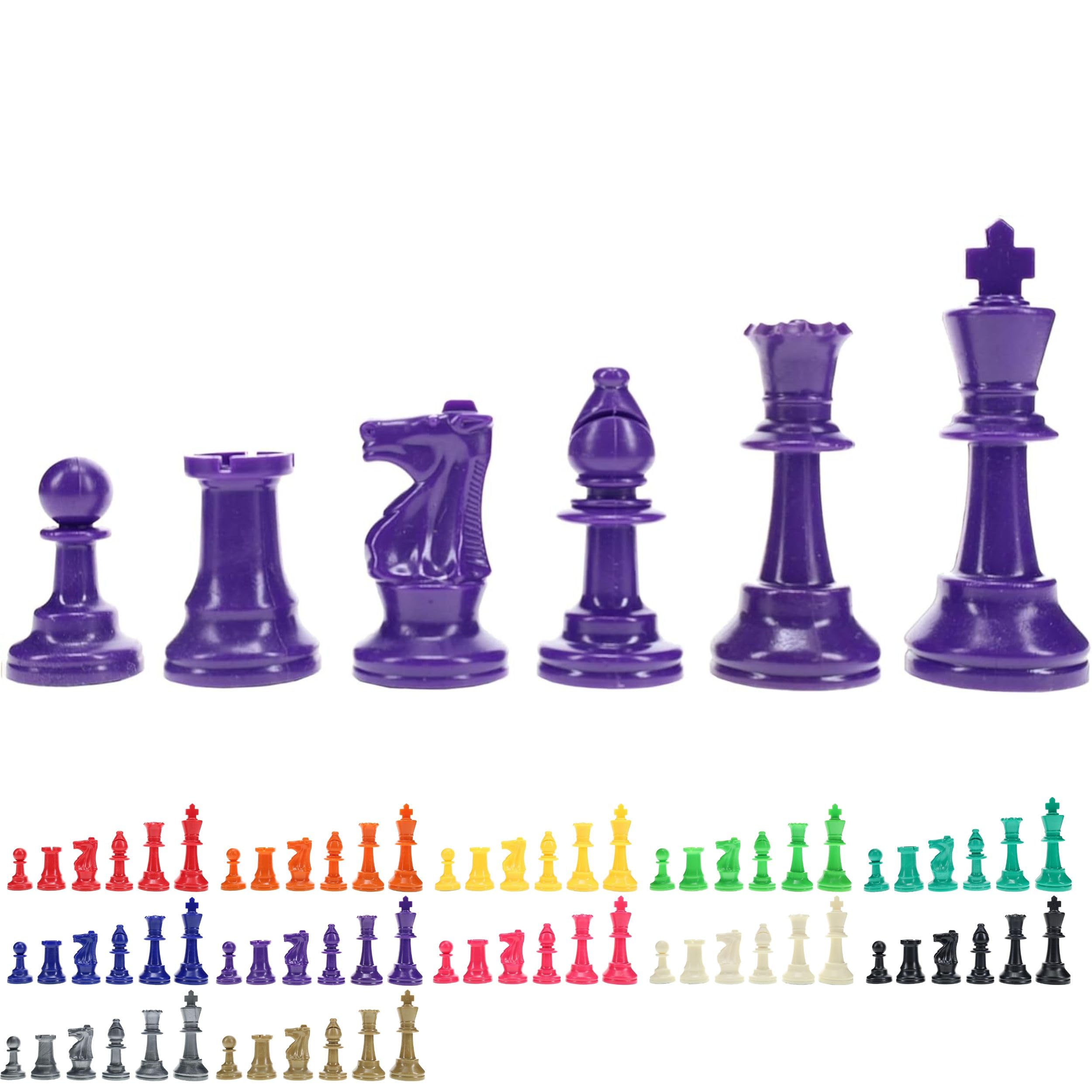 Purple WE Games Color Bright Plastic Staunton Tournament Chess Pieces – Half Set with 3.75" King