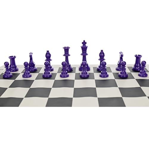 Purple WE Games Color Bright Plastic Staunton Tournament Chess Pieces – Half Set with 3.75" King
