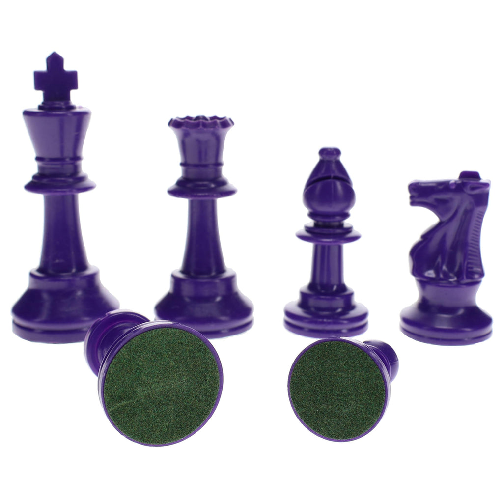 Purple WE Games Color Bright Plastic Staunton Tournament Chess Pieces – Half Set with 3.75" King