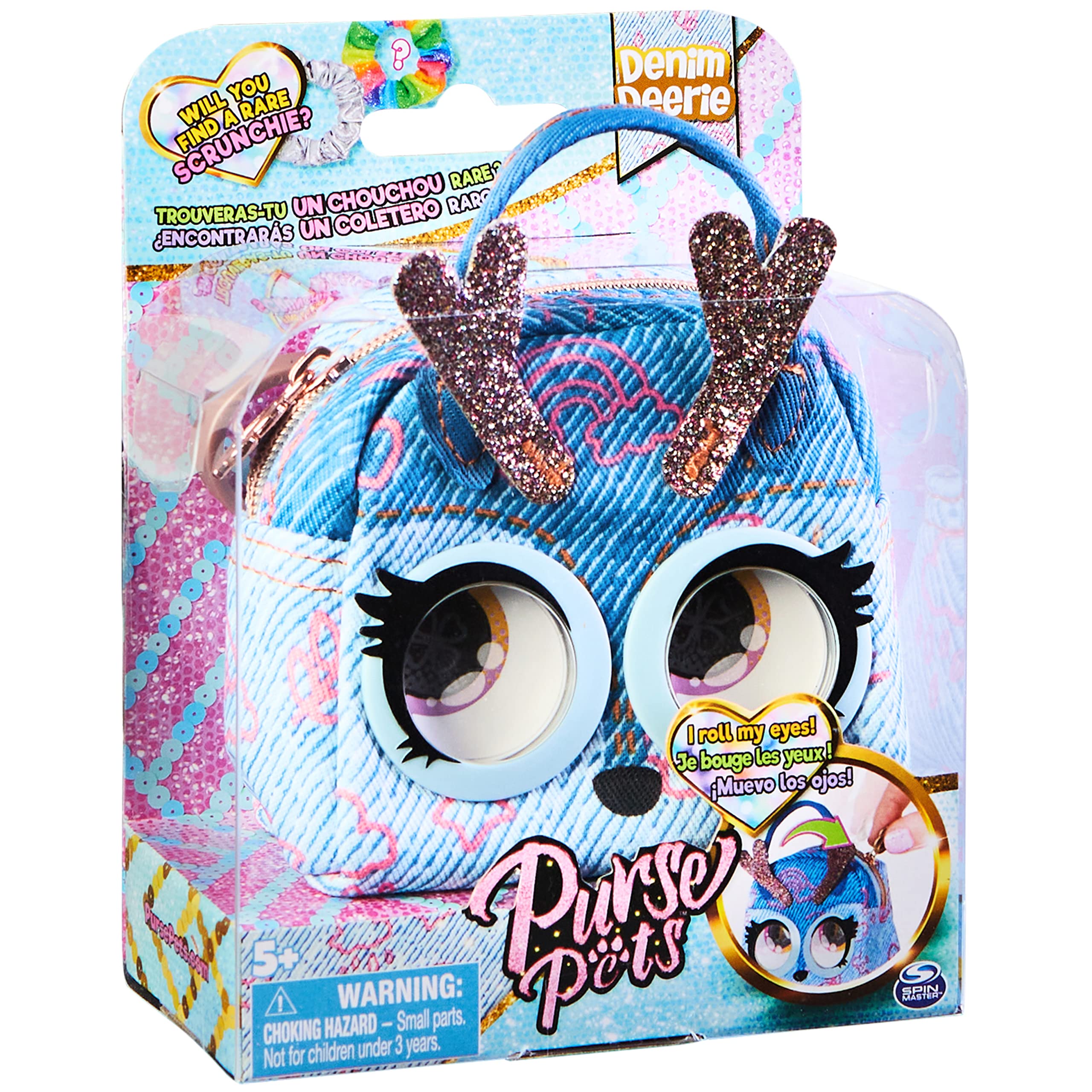 Purse Pets Micros Denim Deerie Mini Purse with Eye Roll Feature for Kids