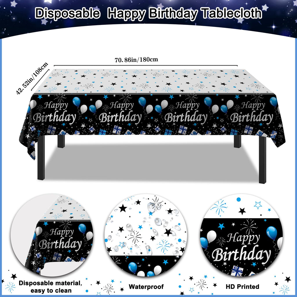 Purtarly 73-Piece Blue Black 13th Birthday Decorations Kit for Boys – Includes Banner, Foil Balloon, Tablecloth & More