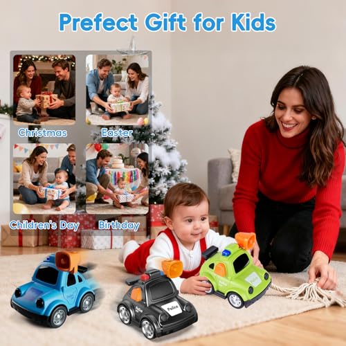 Push-and-Go Police Car Toy for Toddlers 1-3 – Friction Powered, No Batteries Needed