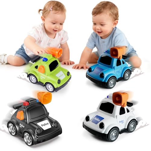 Push-and-Go Police Car Toy for Toddlers 1-3 – Friction Powered, No Batteries Needed