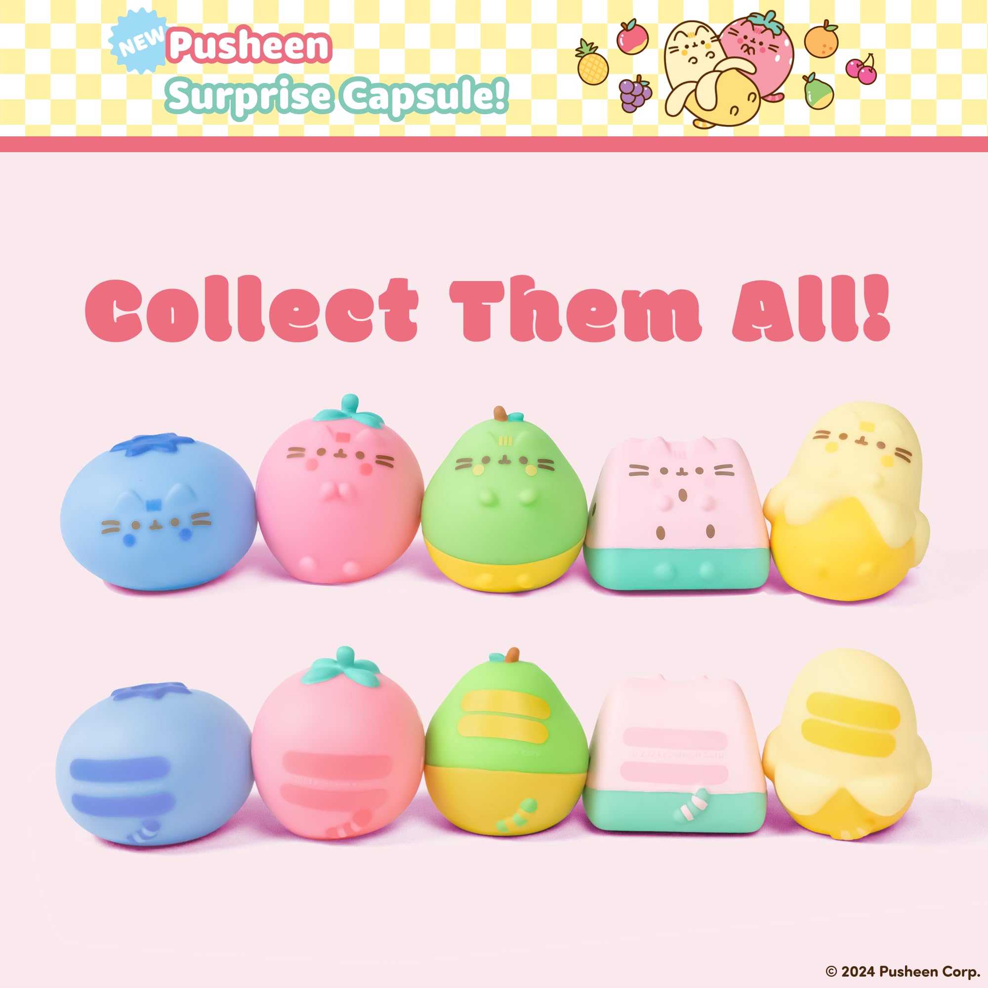 Pusheen Fruits Series Blind Capsule Squishy Toy – Water-Filled Stress Relief (1 Random Design)