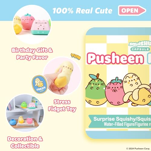 Pusheen Fruits Series Blind Capsule Squishy Toy – Water-Filled Stress Relief (1 Random Design)