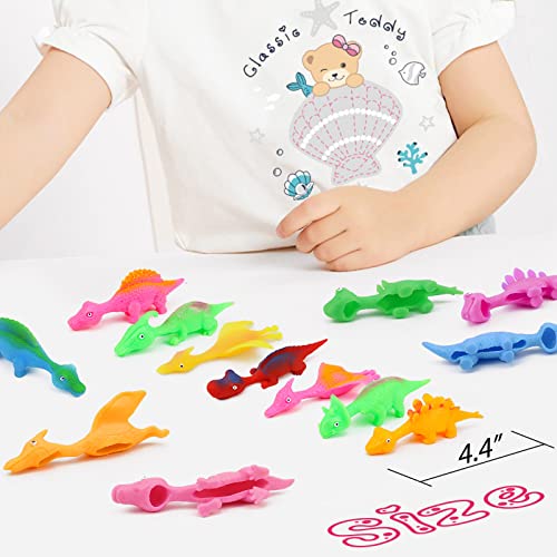 Pushmick 30-Pack Dinosaur Finger Slingshot Toys – Soft TPR Catapult Toys for Party Favors and Flying Games