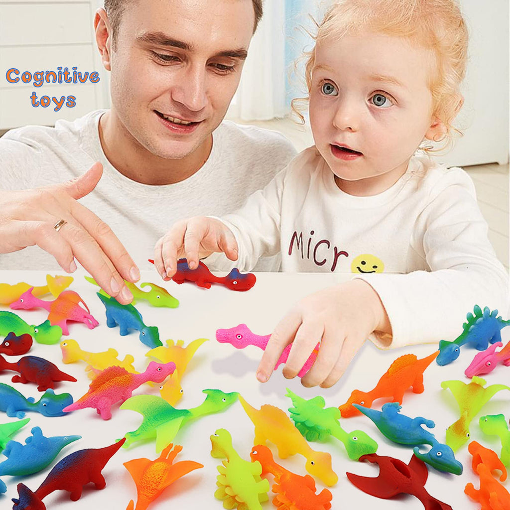 Pushmick 30-Pack Dinosaur Finger Slingshot Toys – Soft TPR Catapult Toys for Party Favors and Flying Games