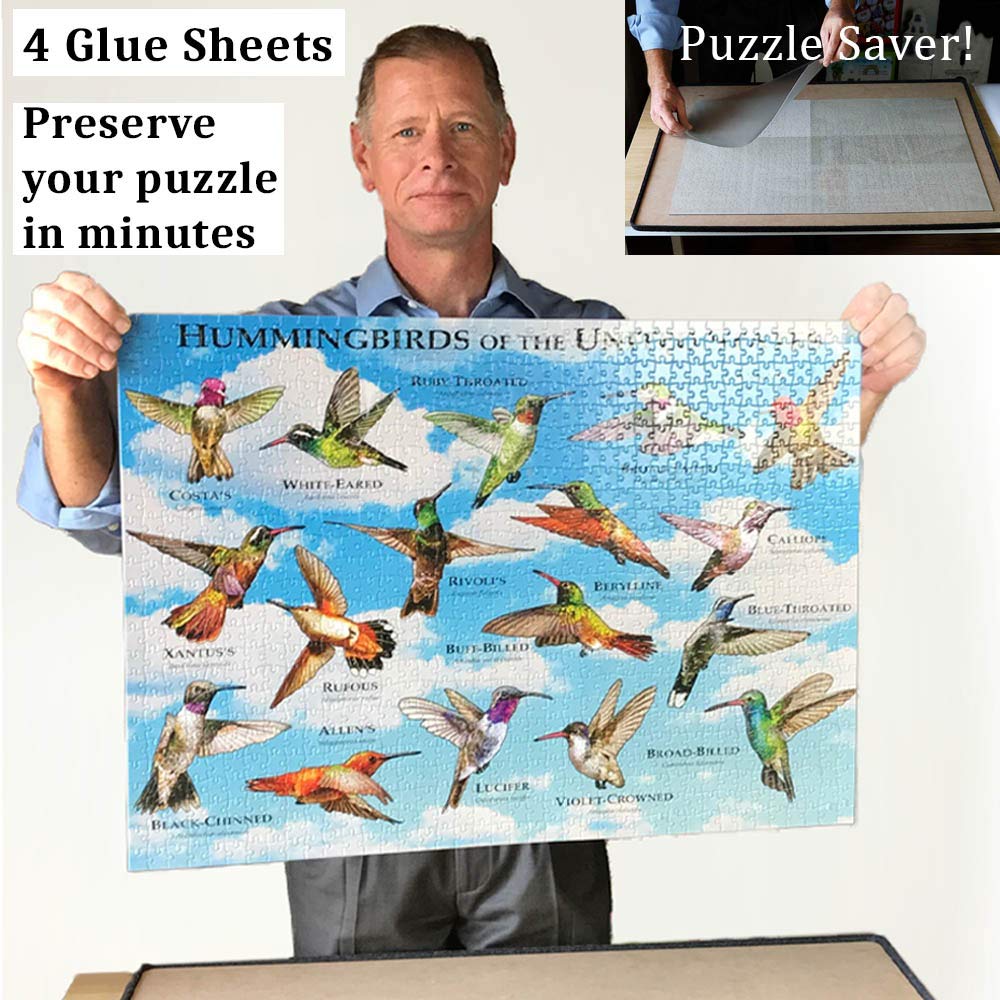 PUZZLE EZ Clear Peel & Stick Puzzle Glue Sheets – Preserve 1000-Piece Puzzles up to 24x30 Inches in Minutes