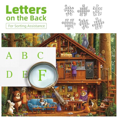 PuzzOne 1000-Piece Animal Characters Jigsaw Puzzle – Bear Treehouse Forest, 27.5x19.7 Inches