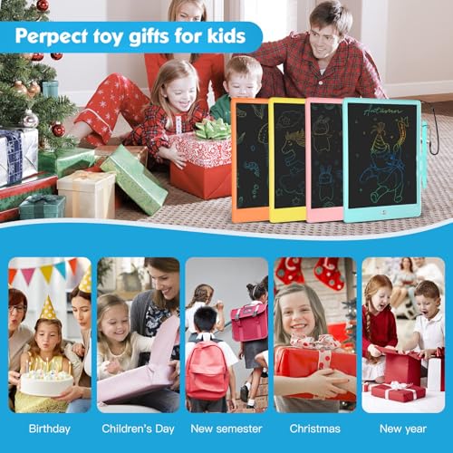 PYTTUR 10 Inch LCD Writing Tablet for Kids - Colorful Toddler Doodle Board, Reusable Drawing Pad Educational Toy (Blue)