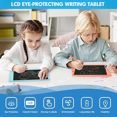 PYTTUR 10 Inch LCD Writing Tablet for Kids - Colorful Toddler Doodle Board, Reusable Drawing Pad Educational Toy (Blue)