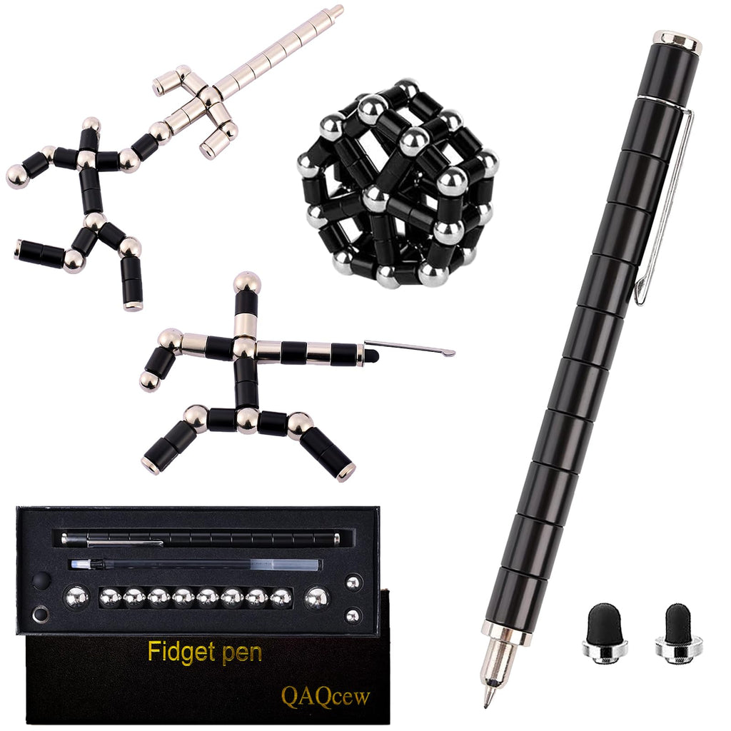 QAQcew Magnetic Fidget Pen – Deformation Stress Relief Toy for Teens and Adults (Black)