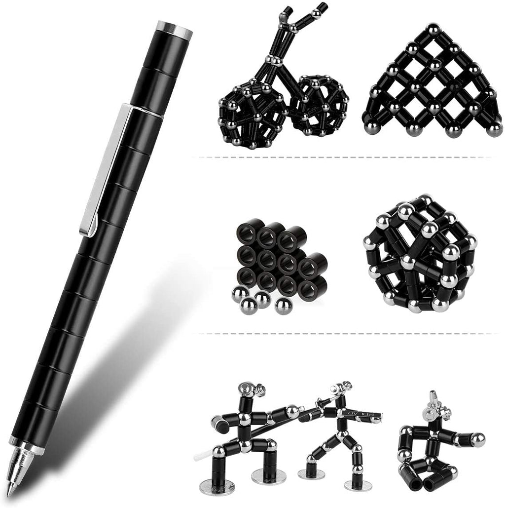 QAQcew Magnetic Fidget Pen – Deformation Stress Relief Toy for Teens and Adults (Black)