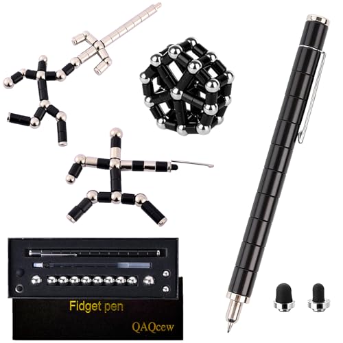 QAQcew Magnetic Fidget Pen – Deformation Stress Relief Toy for Teens and Adults (Black)