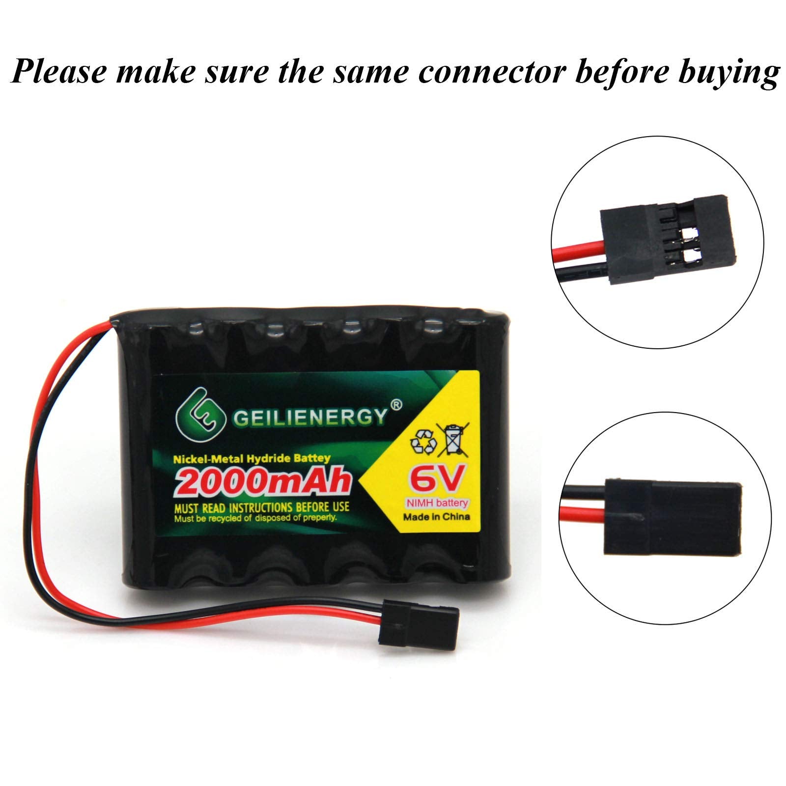 QBLPOWER 6V 2000mAh NiMH Receiver Battery Pack with Hitec Connector for RC Airplanes and Walking Robots (1 Pack)