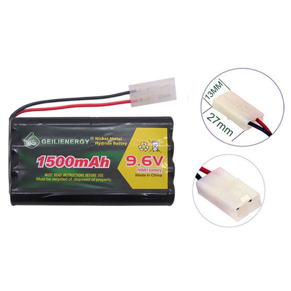 QBLPOWER 9.6V 1500mAh NiMH Rechargeable Battery Pack with Tamiya Connector for RC Cars, Boats, and Robots