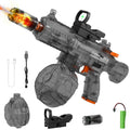 QHECTTY Electric Water Gun: Transparent Automatic Squirt Gun with 28-32ft Range, Rechargeable Battery, and Waterproof Design for Summer Outdoor Play (Black)