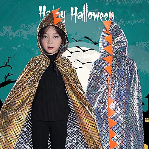 QIAONIUNIU Dinosaur Cape Dragon Hooded Cloak Costume for Kids 3-8 Years, Unisex Halloween Dress Up