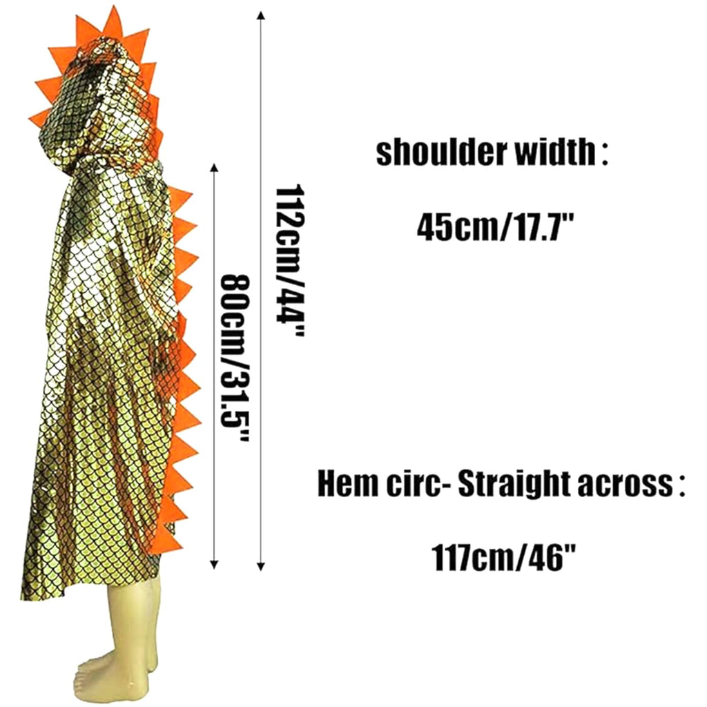 QIAONIUNIU Dinosaur Cape Dragon Hooded Cloak Costume for Kids 3-8 Years, Unisex Halloween Dress Up