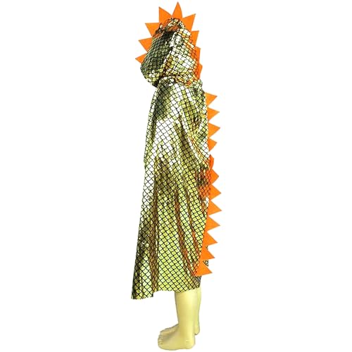 QIAONIUNIU Dinosaur Cape Dragon Hooded Cloak Costume for Kids 3-8 Years, Unisex Halloween Dress Up