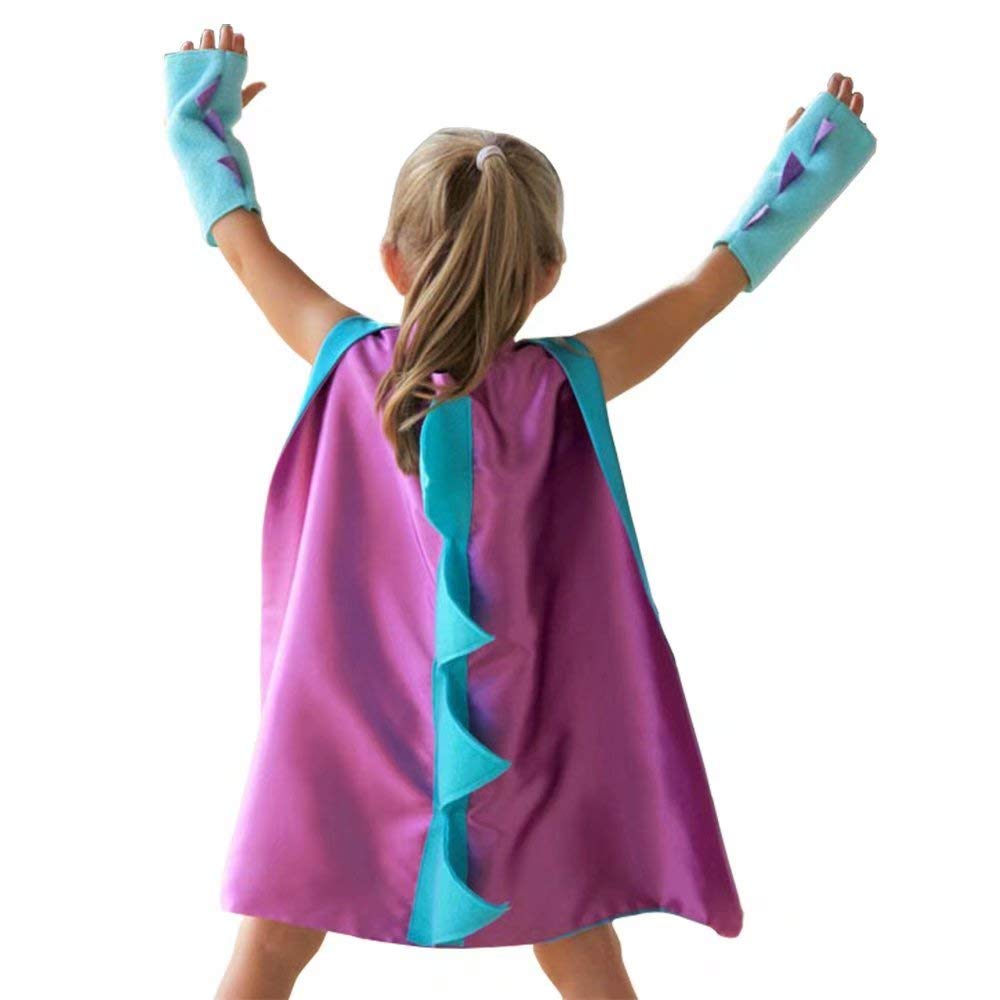 QIAONIUNIU Dinosaur Dragon Cape and Gauntlets Set – Green, for Toddlers Ages 2-6