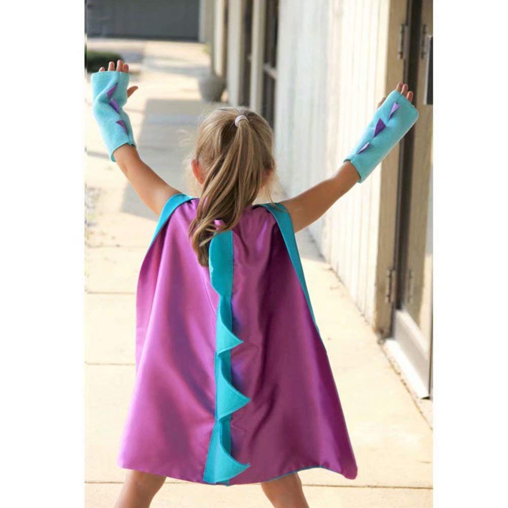 QIAONIUNIU Dinosaur Dragon Cape and Gauntlets Set – Green, for Toddlers Ages 2-6
