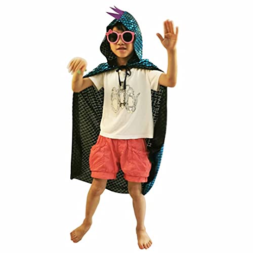 QIAONIUNIU Green Dragon Dinosaur Cape Costume for Kids Ages 3-8 | Halloween Dress-Up