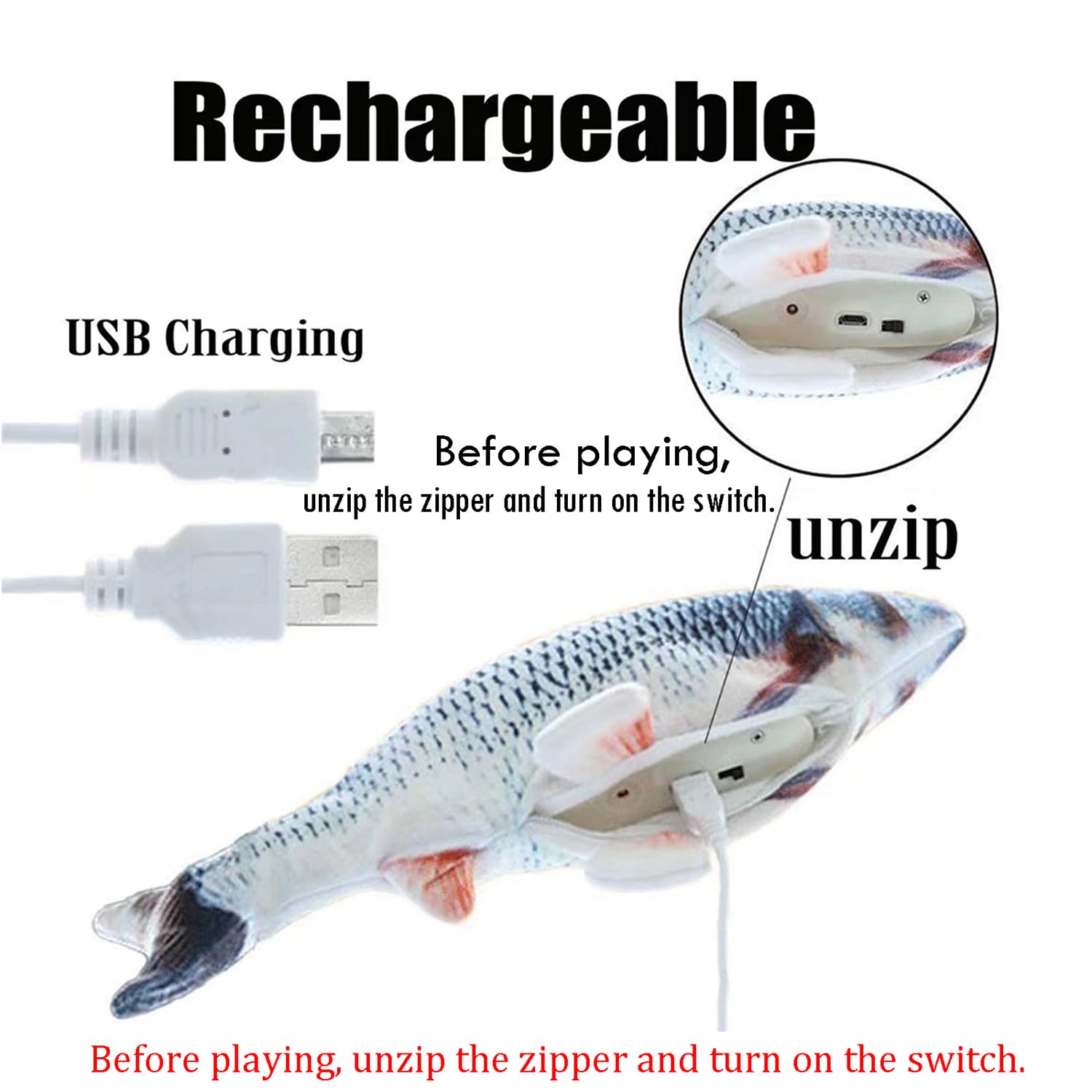 QIAONIUNIU Interactive Electric Plush Fish Toy – USB Rechargeable, Realistic Moving Fish