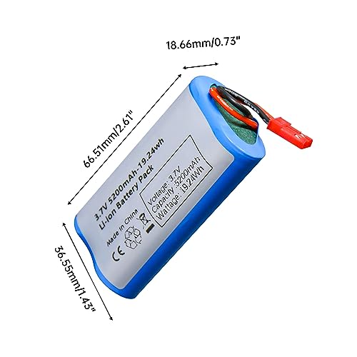 Qimoo 3.7V 5200mAh Lithium Ion Battery Pack with JST-2P Connector for RC Vehicles and DIY Projects