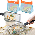 QINGLER 2-Piece Beach Mesh Sand Sifter Set with 2 Mesh Bags – Shell Collecting Tool for Kids