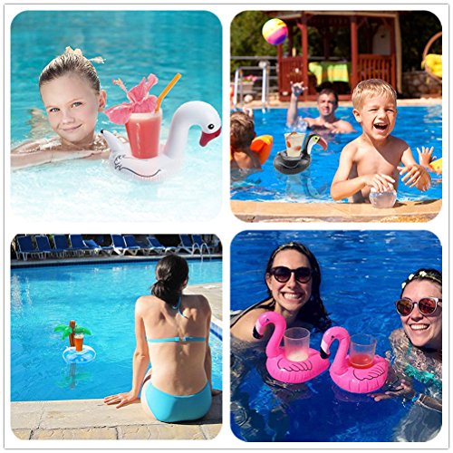 qinnsou 14-Pack Inflatable Drink Holders for Pool – Floating Cup Coasters with Pump