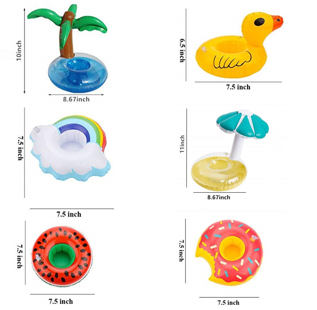qinnsou 14-Pack Inflatable Drink Holders for Pool – Floating Cup Coasters with Pump