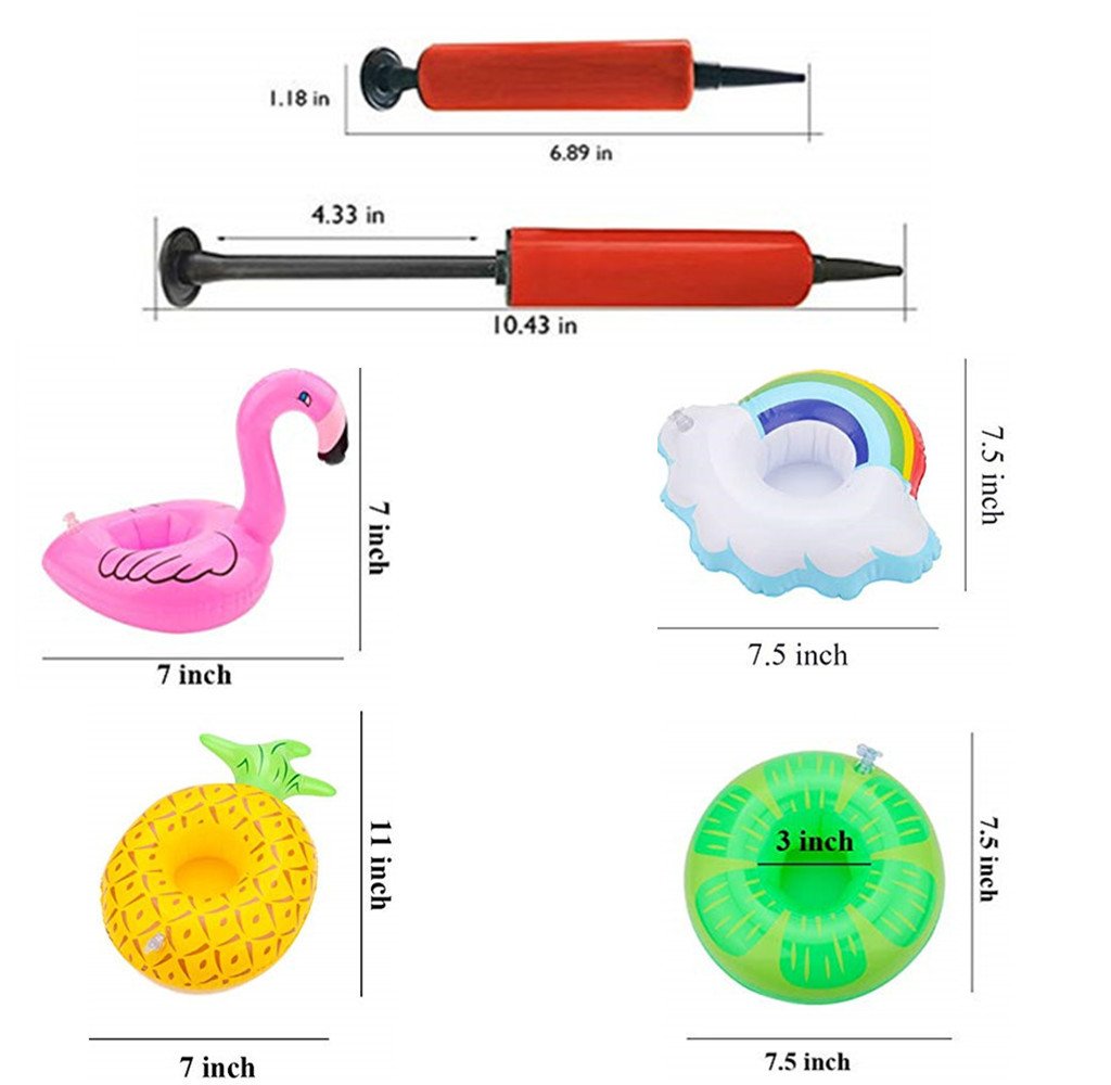 qinnsou 14-Pack Inflatable Drink Holders for Pool – Floating Cup Coasters with Pump