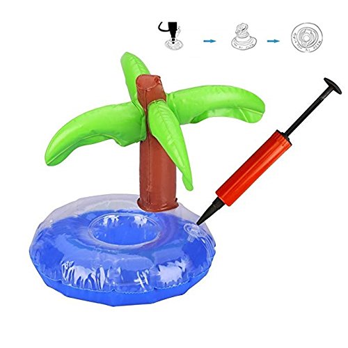 qinnsou 14-Pack Inflatable Drink Holders for Pool – Floating Cup Coasters with Pump
