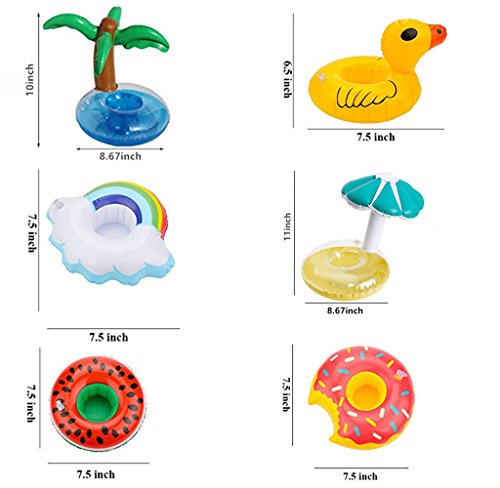 qinnsou 14-Pack Inflatable Drink Holders for Pool – Floating Cup Coasters with Pump