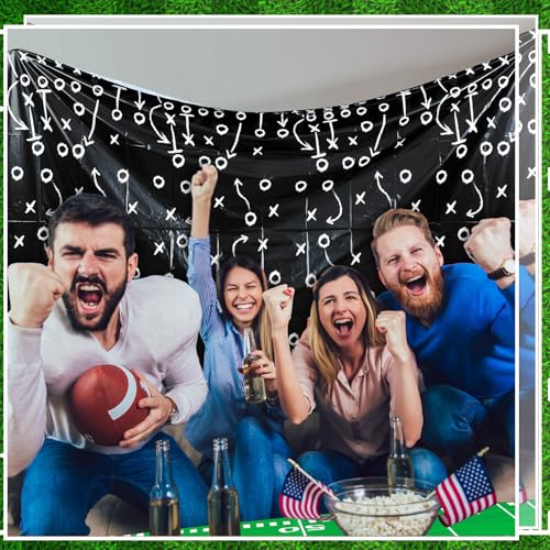 Qinyoung 4 Pack Football Tablecloths - Disposable Plastic Rectangle Sports Table Covers for Birthday Party Decor, 108 x 54 Inches