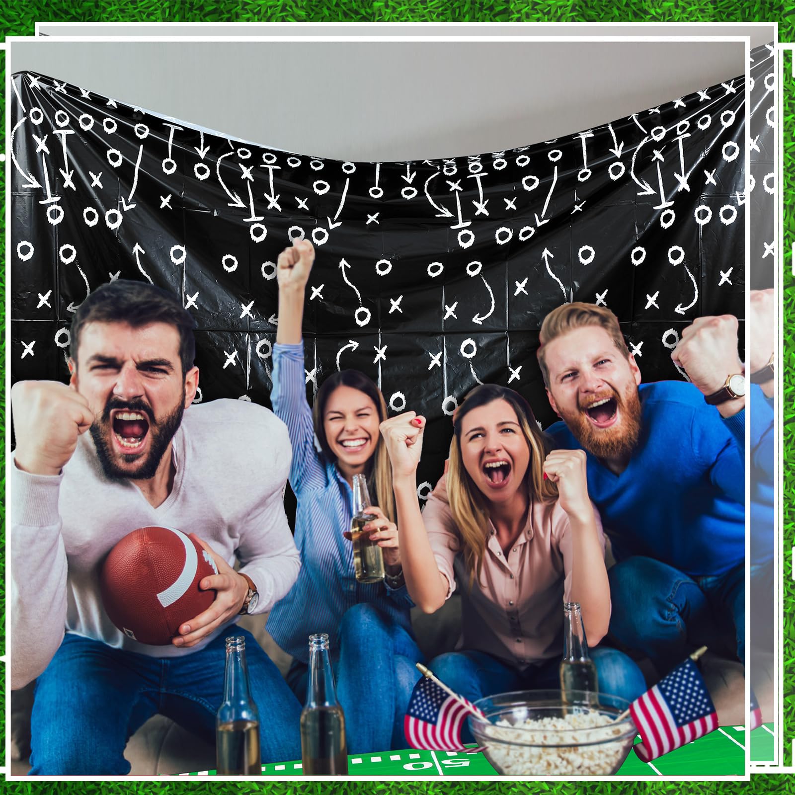 Qinyoung 4 Pack Football Tablecloths - Disposable Plastic Rectangle Sports Table Covers for Birthday Party Decor, 108 x 54 Inches