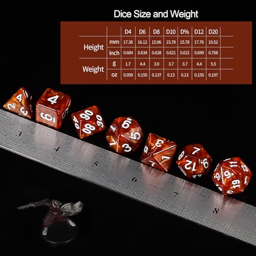 QMay 49-Piece Polyhedral Dice Set – 7 Complete D&D Dice Sets with Drawstring Bags
