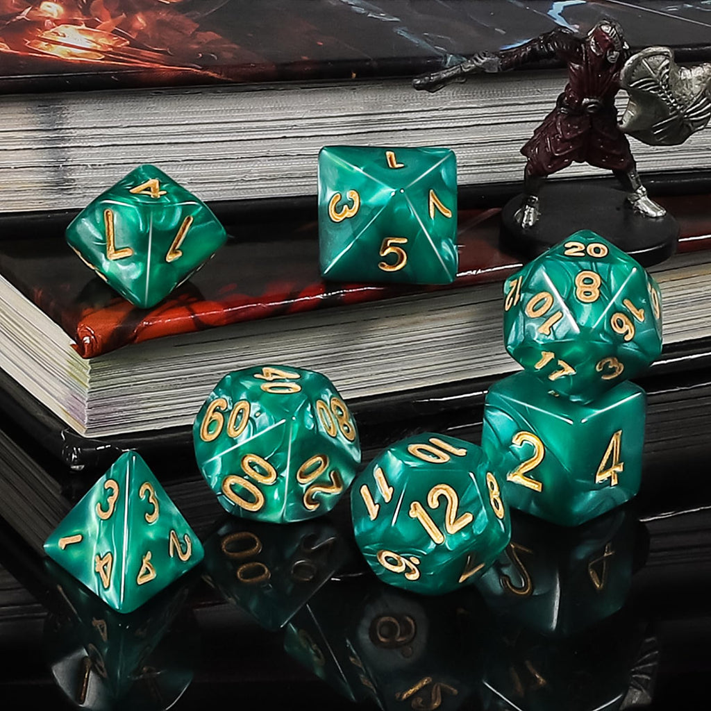 QMay 49-Piece Polyhedral Dice Set – 7 Complete D&D Dice Sets with Drawstring Bags