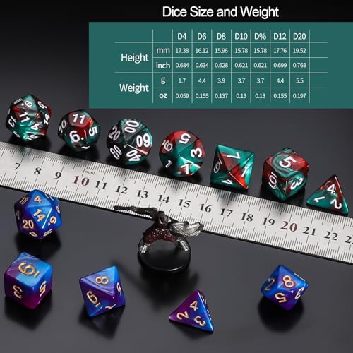 QMay DND Dice Sets (42 Pieces) – 6 Polyhedral Dice Sets with Drawstring Bags for RPG, MTG, D&D
