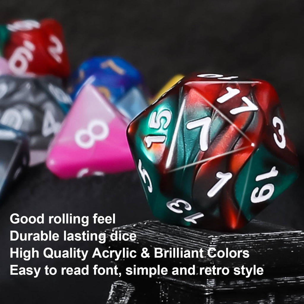 QMay DND Dice Sets (42 Pieces) – 6 Polyhedral Dice Sets with Drawstring Bags for RPG, MTG, D&D